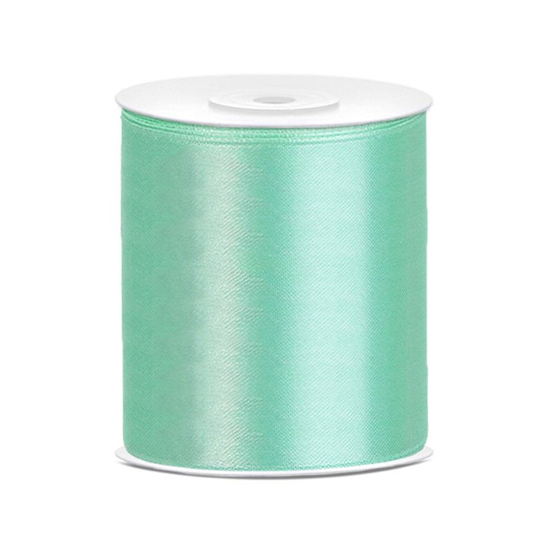 Satengbånd – 25 m – Mint – Bredde: 100 mm – Bleiekake, Baby Shower