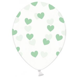 Ballonger - Klare - Mint Hjerter - 6-pakning