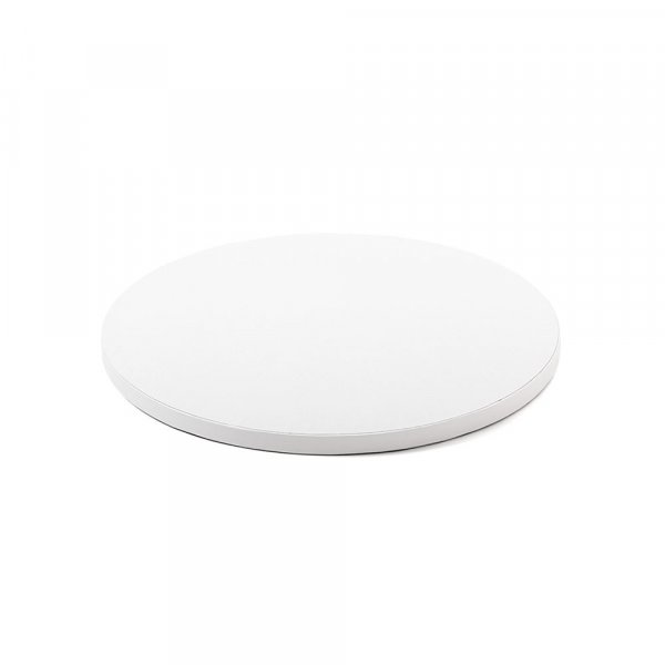 Tykt kakebrett - Rundt hvitt med glatt kant - 1,2 cm tykt, 40 cm i diameter