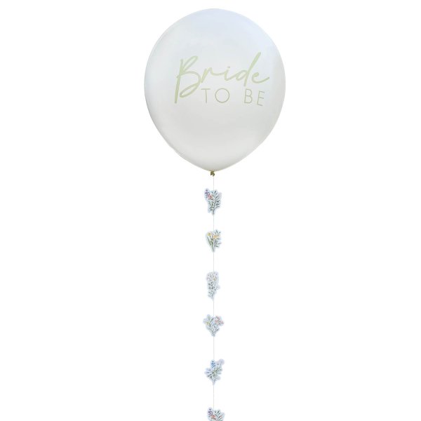 Ballong med hale - Vordende brud - Hvit - 45 cm