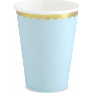 Papirkopper - Lysebl - Gullkant - 6-pakning