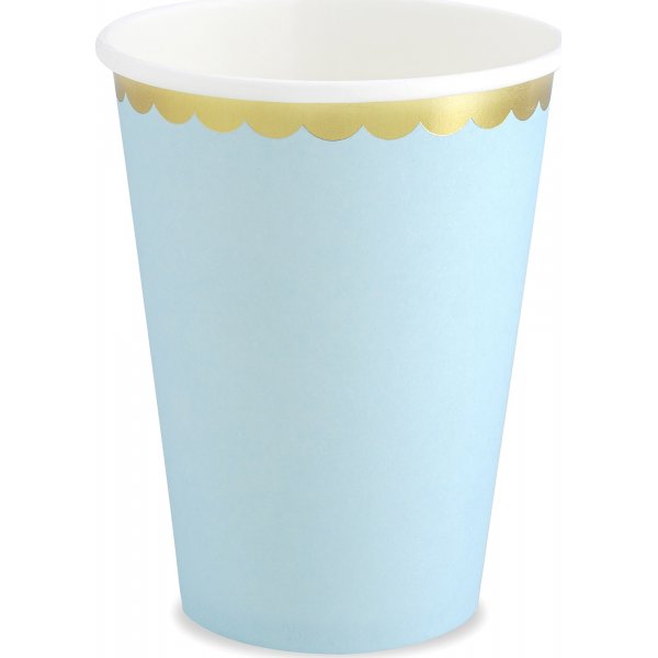 Papirkopper - Lysebl - Gullkant - 6-pakning