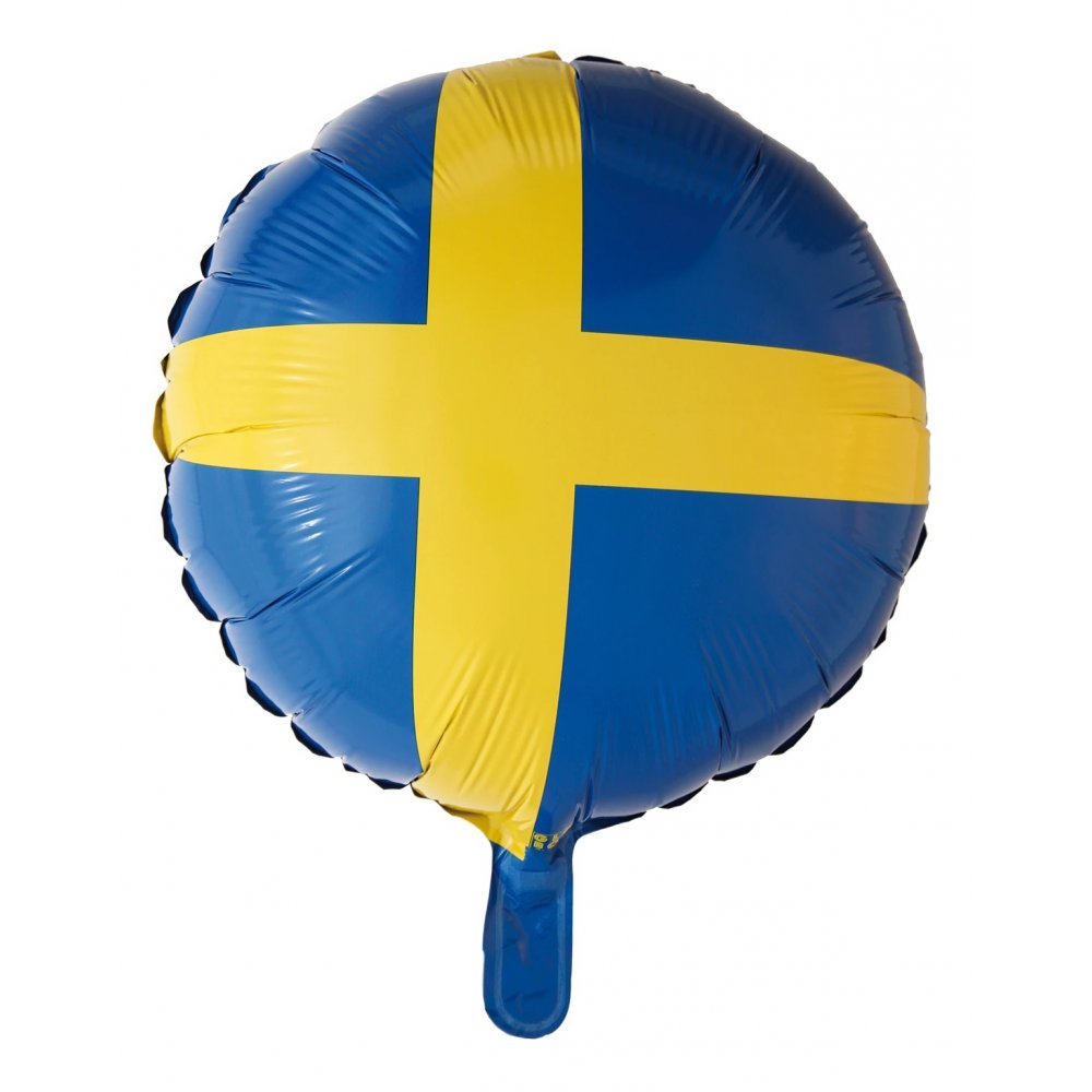 Folieballong – Sverige – Rund – 46 cm – Festballonger
