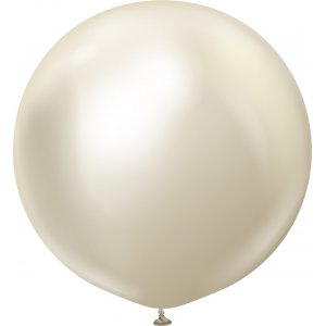 Ballonger ensfarget - Premium 60 cm - Hvit gull krom