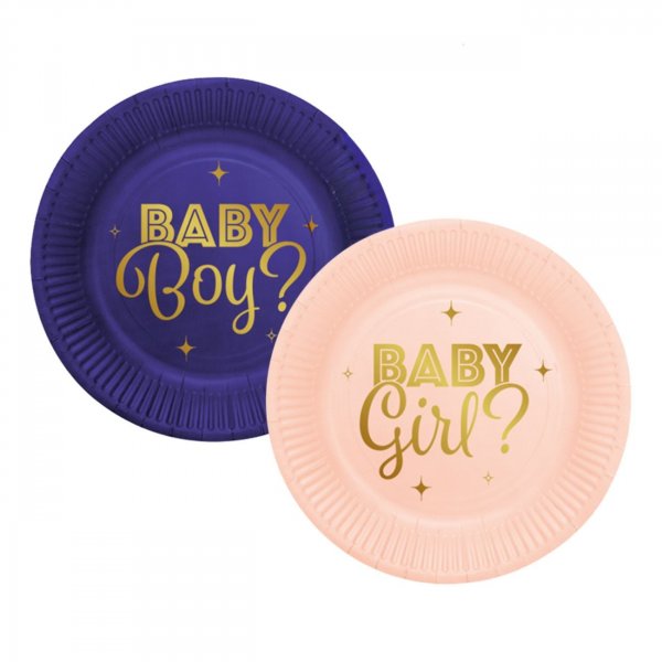 Papptallerkener Gender Reveal 18 cm 8-pakning Papptallerkener Gender Reveal 18 cm 8-pakning