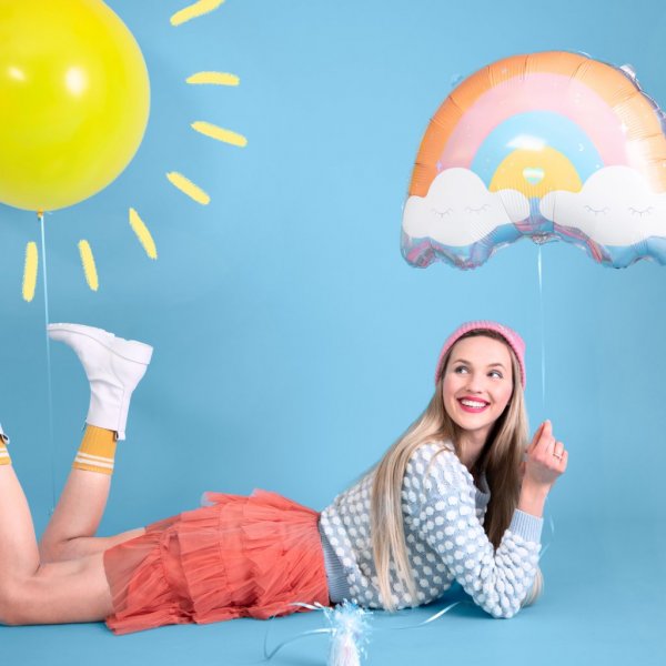 Folieballong - Regnbue/Sky - Pastell