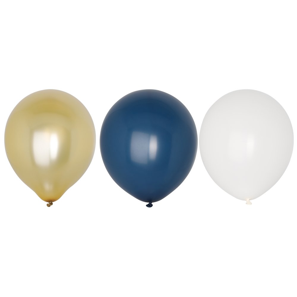 Ballonger – Mix – Gull/Blå/Hvit – 8 stk – Ensfargede ballonger, Ballonger