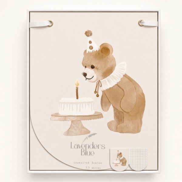Vimpelgirlander - Bursdagsbjørn - Lavendelblå - 3,5m Vimpelgirlander - Bursdagsbjørn - Lavendelblå - 3,5m