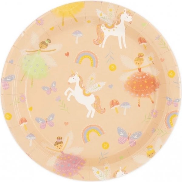 Papirtallerkener - Enhjrninger og Prinsesser - 18 cm diameter - 6-pakning