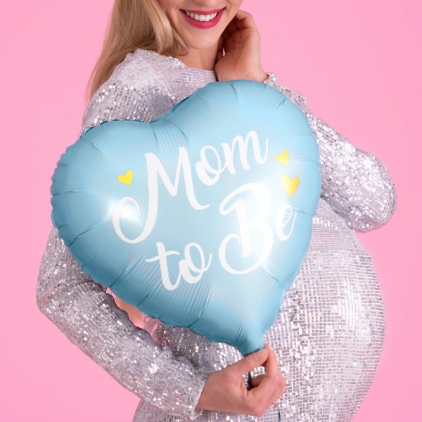 Folieballong - Blått hjerte - Vordende mamma Folieballong - Blått hjerte - Vordende mamma