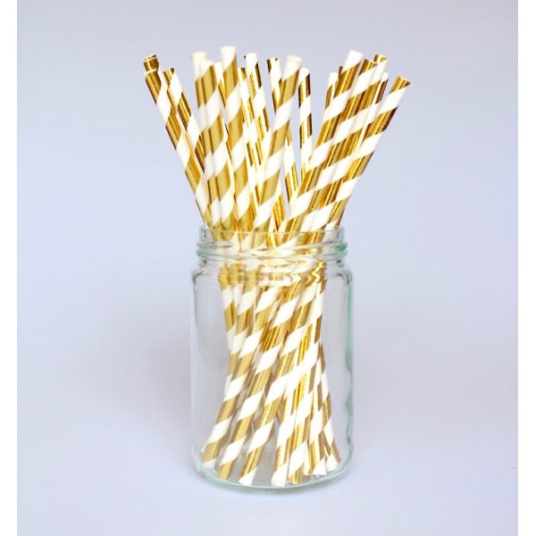 Suger�r - Stripete - Gull Metallisk - 10 stk