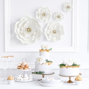 Veggdekorasjoner - Blomster - Hvit - 5-pakning