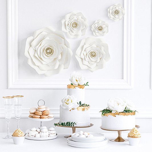 Veggdekorasjoner - Blomster - Hvit - 5-pakning