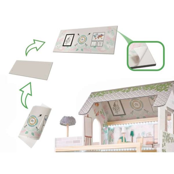 Dukkeskap LULILO FLORO boho med LED-belysning 78 cm tre