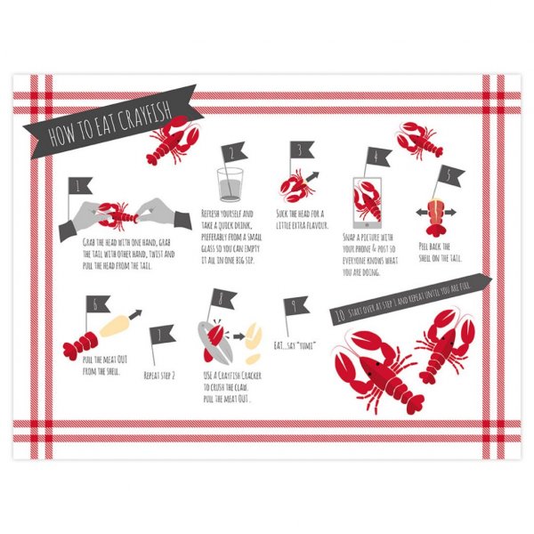 Bordbrikker - Hvordan spise kreps - 8-pakning Bordbrikker - Hvordan spise kreps - 8-pakning