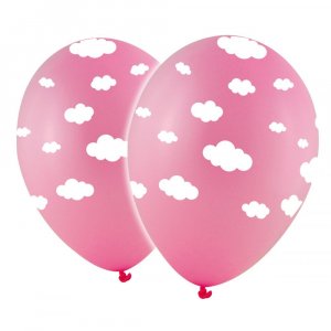 Ballonger - Rosa med hvite skyer - 10-pakning