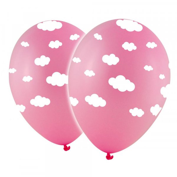 Ballonger - Rosa med hvite skyer - 10-pakning