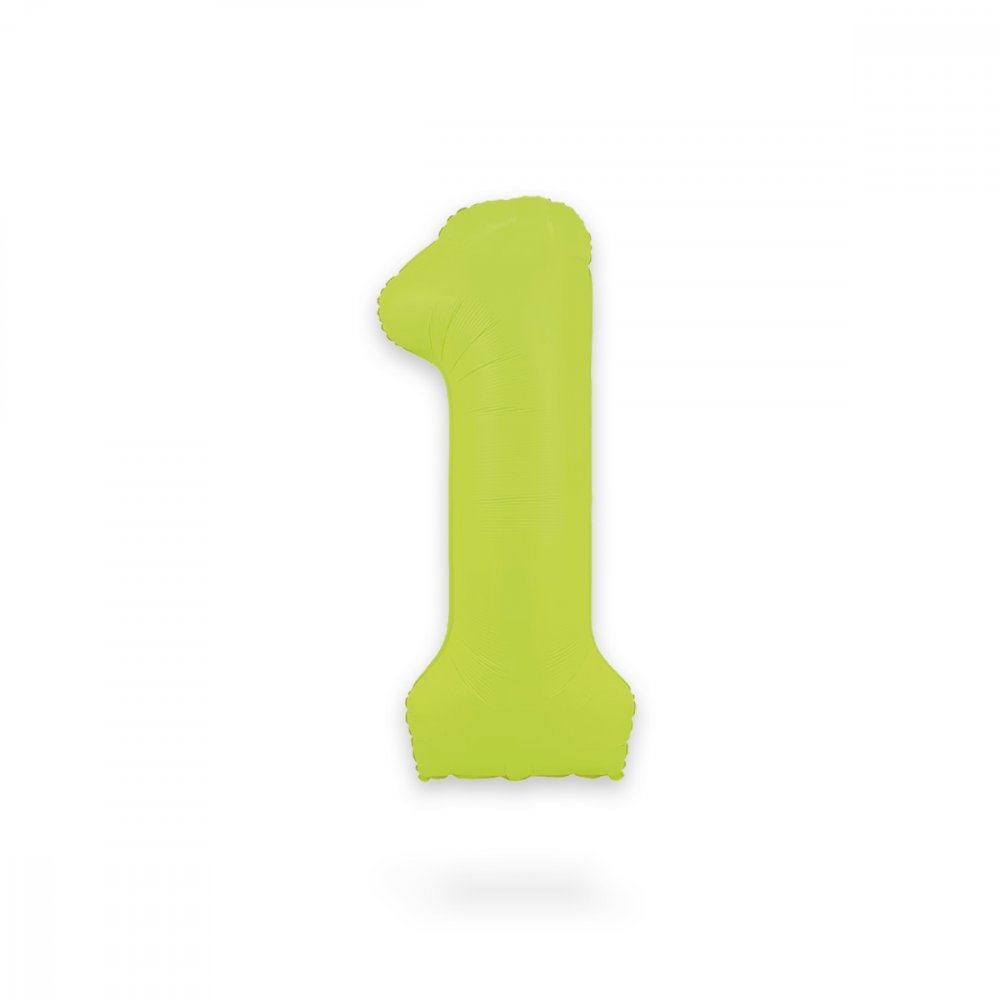 Ballongnummer – Neongrønn – 86 cm – Nummer: 1 – Tallballonger, Ballonger