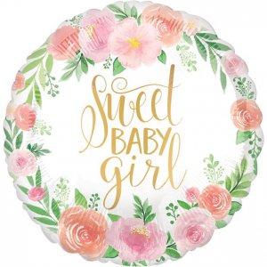 Folieballong - Rund - Blomsterbaby Folieballong - Rund - Blomsterbaby