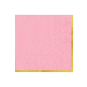 Servietter - Rosa med gullkant - 10-pakning Servietter - Rosa med gullkant - 10-pakning
