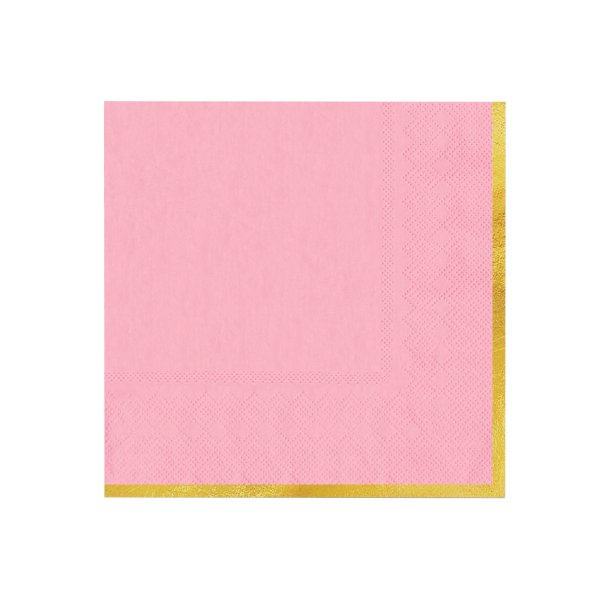 Servietter - Rosa med gullkant - 10-pakning Servietter - Rosa med gullkant - 10-pakning