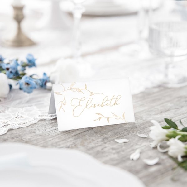 Plasseringskort - Grener - Hvit/Gull - 10-pakning