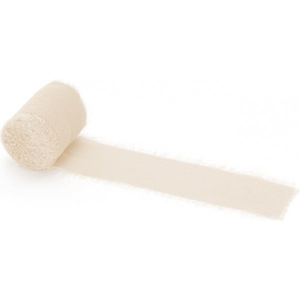 Chiffonbnd - 40 mm - Lys beige - 3-pakning  5 m