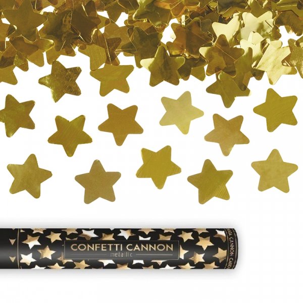 Konfettikanon - 28 cm - Gullstjerner