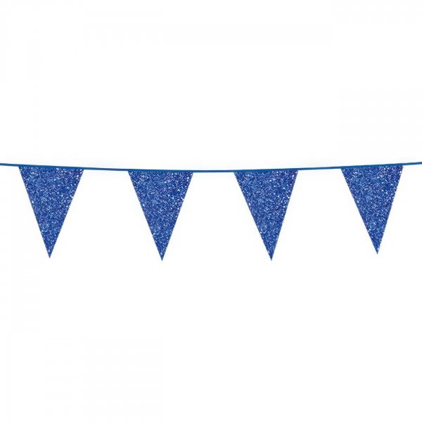Vimpelgirlander blå glitter 6m Vimpelgirlander blå glitter 6m