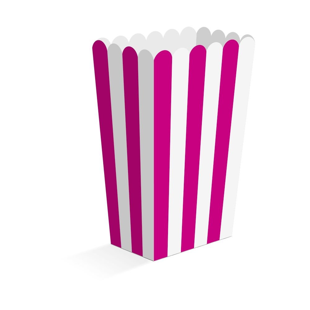 Snackbokser – knallrosa – 6,3 × 4,4 × 13,5 cm – 8-pakning – Popcornbokser, Godteriposer og snackbokser