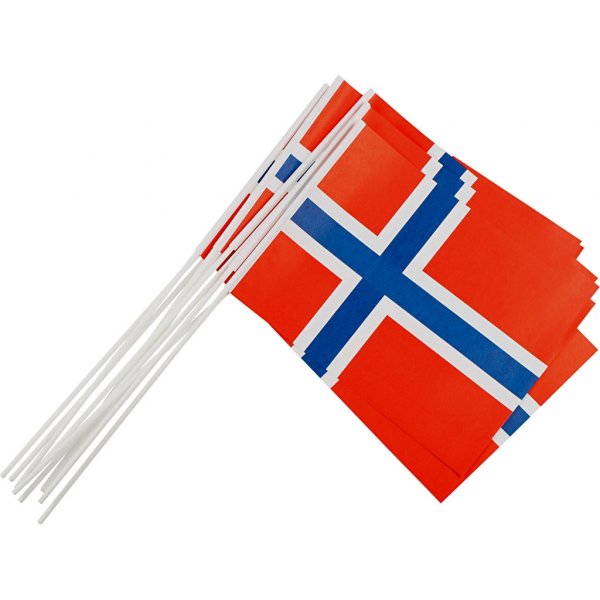 Papirflagg - Norge - st�rrelse 20x25 cm - 10 stk