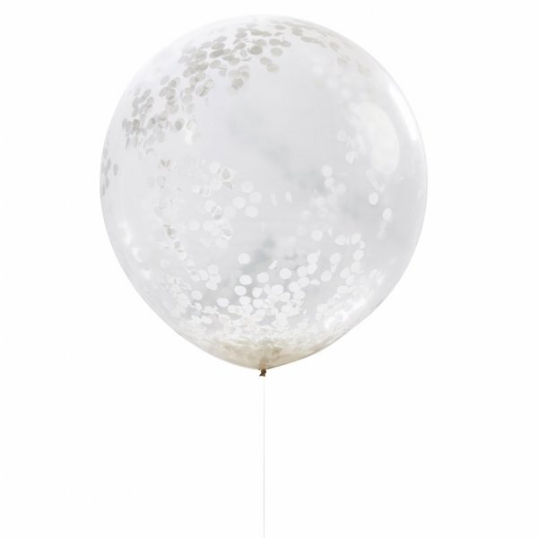 Kjempeballonger - Hvit konfetti - 3-pakning