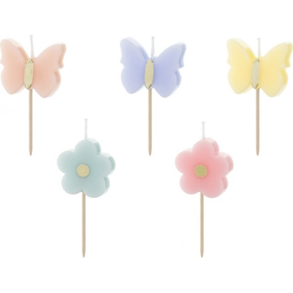 Kakelys - Sommerfugler/Blomster - 5-pakning Kakelys - Sommerfugler/Blomster - 5-pakning