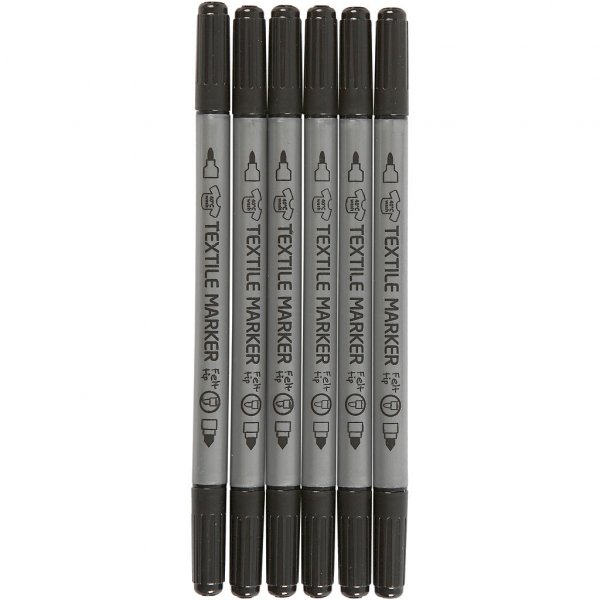 Tekstilpenner - 6-pakning - Svart Tekstilpenner - 6-pakning - Svart