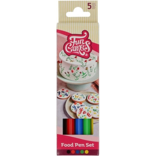 Spiselig penn - 5 farger - Funcakes - 5 stk Spiselig penn - 5 farger - Funcakes - 5 stk