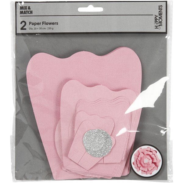 Papirblomster - lys rød - 2 stk Papirblomster - lys rød - 2 stk