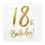 Servietter - 18-årsdag - Hvit/Gull - 20-pakning Servietter - 18-årsdag - Hvit/Gull - 20-pakning