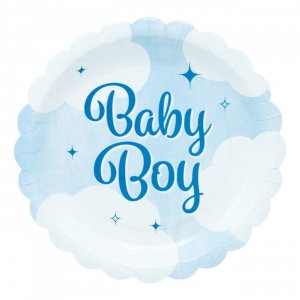 Papirtallerkener Baby Boy 19 cm - 8-pakning Papirtallerkener Baby Boy 19 cm - 8-pakning