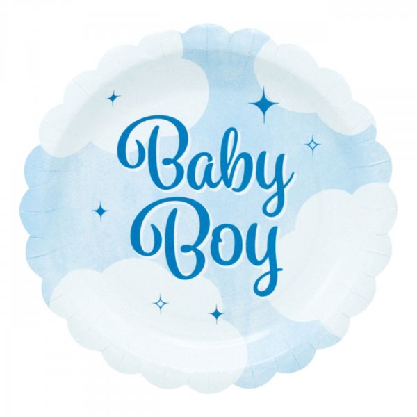 Papirtallerkener Baby Boy 19 cm - 8-pakning Papirtallerkener Baby Boy 19 cm - 8-pakning