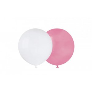 Runde ballonger - 48 cm - Rosa/Hvit - 10-pakning