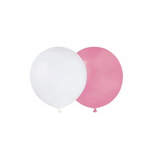 Runde ballonger - 48 cm - Rosa/Hvit - 10-pakning