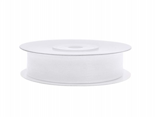 Organzabånd - Hvitt - 12 mm Organzabånd - Hvitt - 12 mm