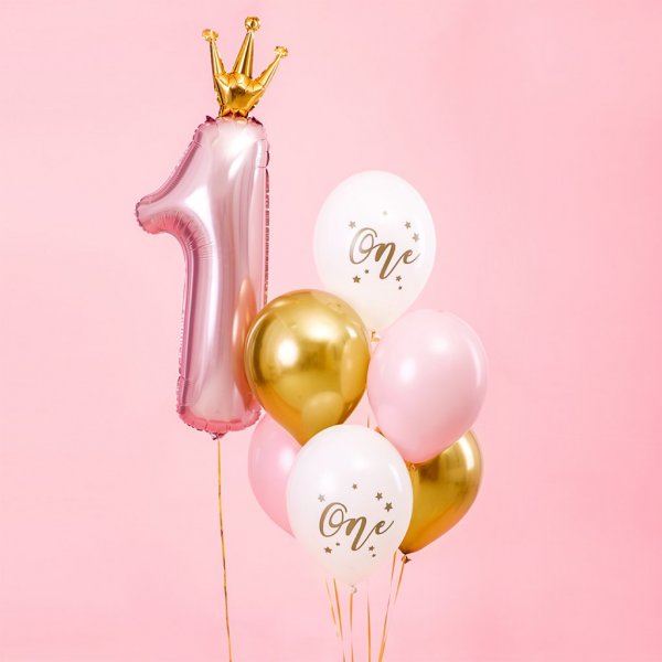 Ballongbukett - EN - Lys rosa/gull - 6-pakning