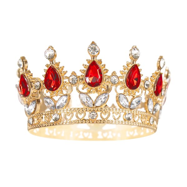 Kaketopper - Krone - Gull med rde og slvkrystaller
