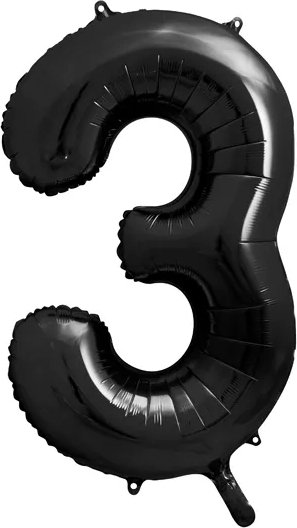 Tallballong – Svart – 86 cm – Tall: 3 – Tallballonger, Ballonger