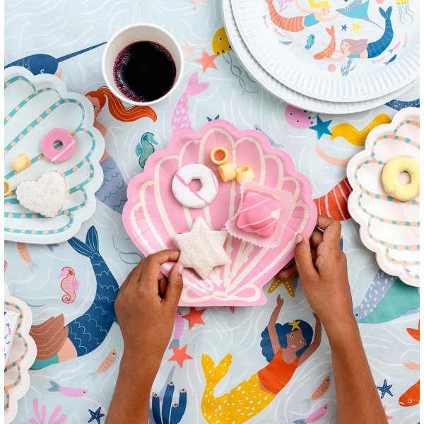 Papptallerkener - Mermaid Waves - 8-pakning