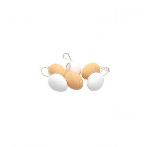 Dekorativt egg med anheng - Hvit/Brun - 6-pakning Dekorativt egg med anheng - Hvit/Brun - 6-pakning