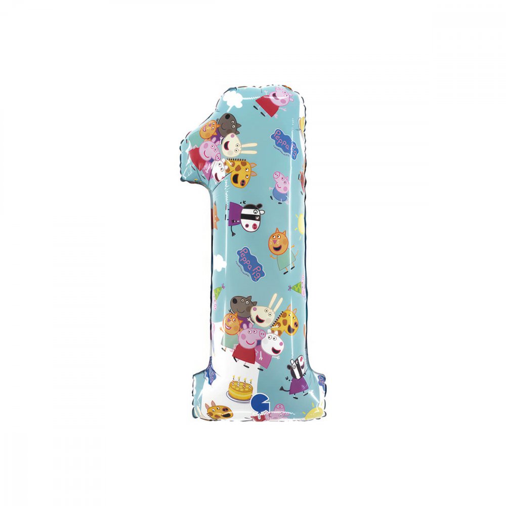 Ballongnummer – Greta Gris – En – 66 cm – Tallballonger, Ballonger