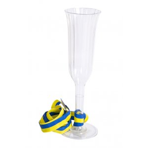Champagneglass - Klar - Bl/Gul Bnd