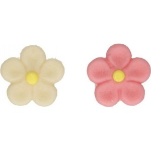Marsipanblomster - Hvit/rosa - Funcakes - 12 stk